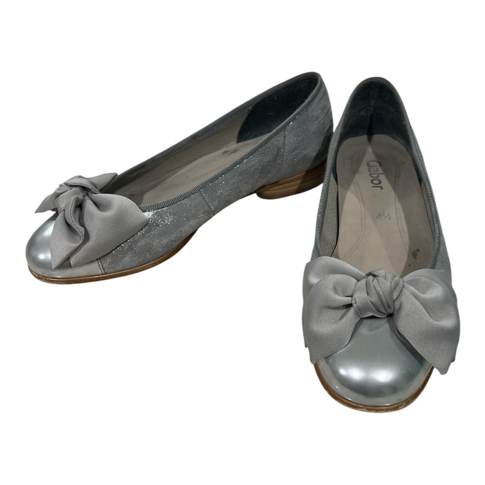 Gabor Gray Flats with Bow Accent